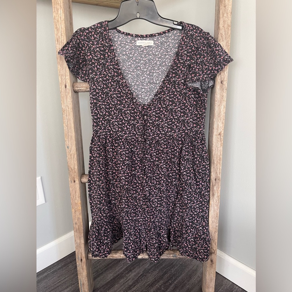 Next to new Aeropostale black floral dress